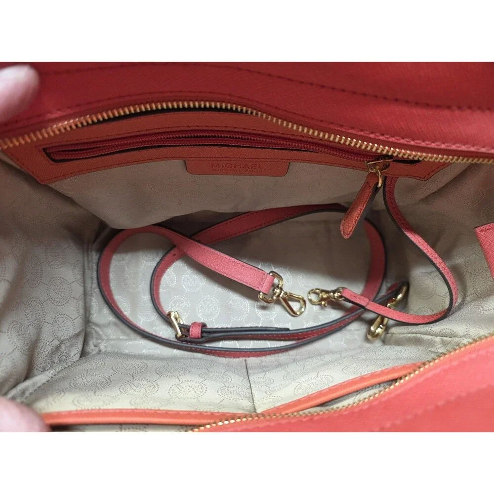 Michael Kors Selma Medium Top Zip Satchel Bag - Coral Peach